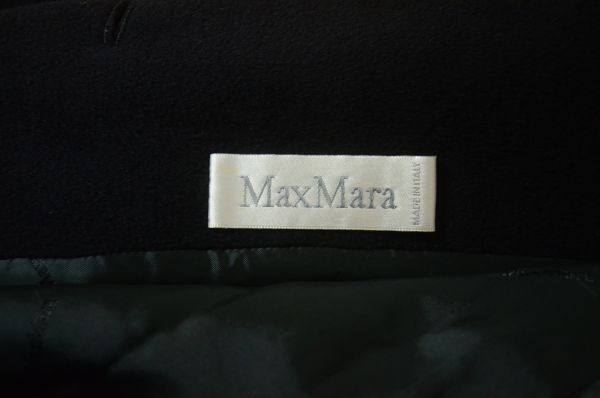 A392/美品MaxMara 白タグ ウール ロング ベルテットコート38黒
