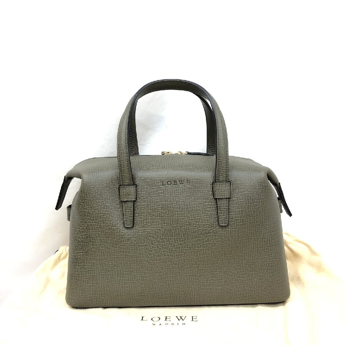 超定番 極美品 LOEWE ロエベ ミニボストンバッグ ハンドバッグ カーキ