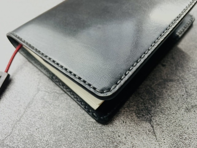 [ hand .] black color original leather library book@ for book cover ( black flax thread ) soft suede book mark attaching 