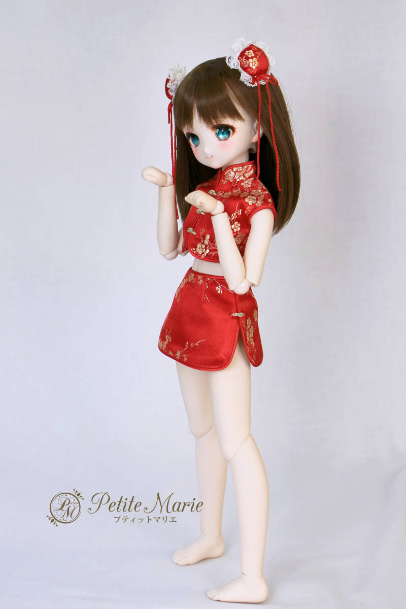 【Petite Marie】1/3 MDD対応 セパレーツチャイナ ミニ丈 フレンチスリーブ 赤 40cm ドール BJD 人形服 【プティットマリエ】_画像2