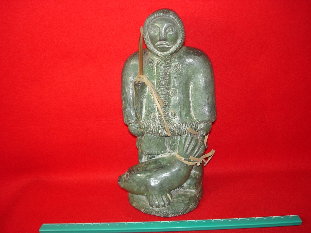 *[ excellent article .]*eskimo- doll purity green stone sculpture stone sculpture sphere stone .. natural stone era thing ... person old toy ornament decoration thing rare article relief south ultimate relation goods 