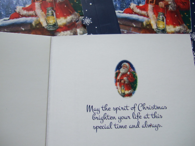 クリスマスカード 立体 ボックス型 4枚 サンタ プレゼント ブルー 飾り 海外_画像7