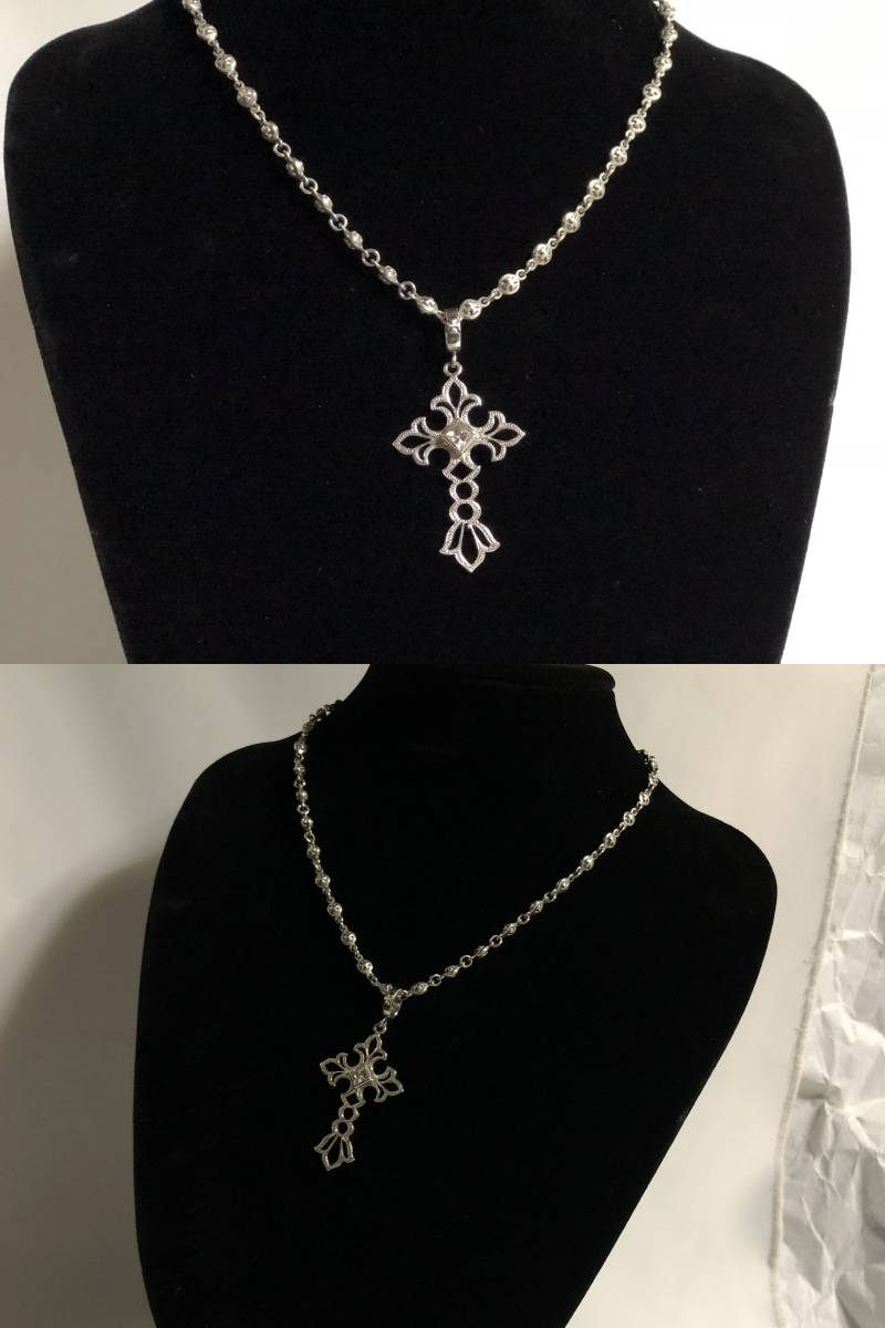  regular beautiful Loree Rodkin Loree Rodkin Mill gray open L size Cross × original gothic oval Cross chain necklace SET silver 925