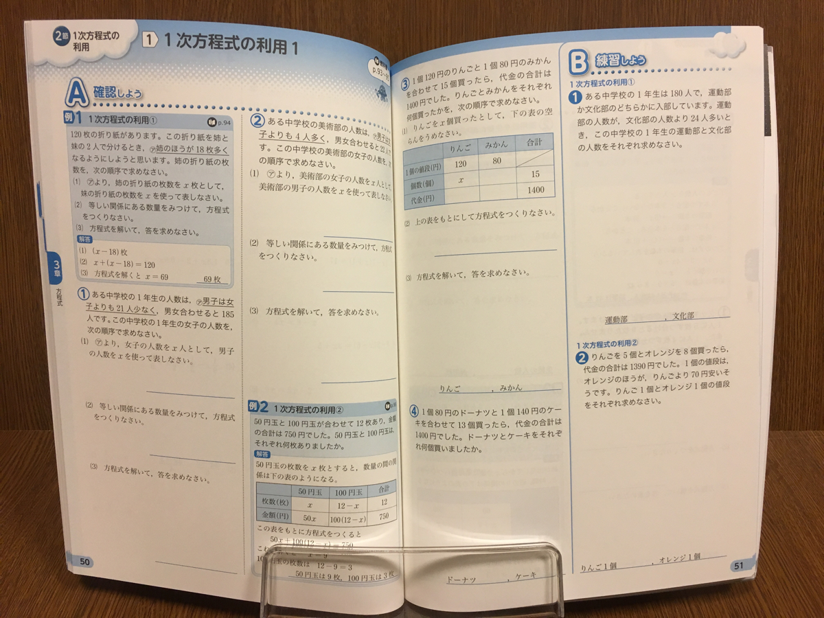 29年度版 東京書籍 中学 1年 新編 新しい数学 基本の定着ワーク 入試対策_画像2