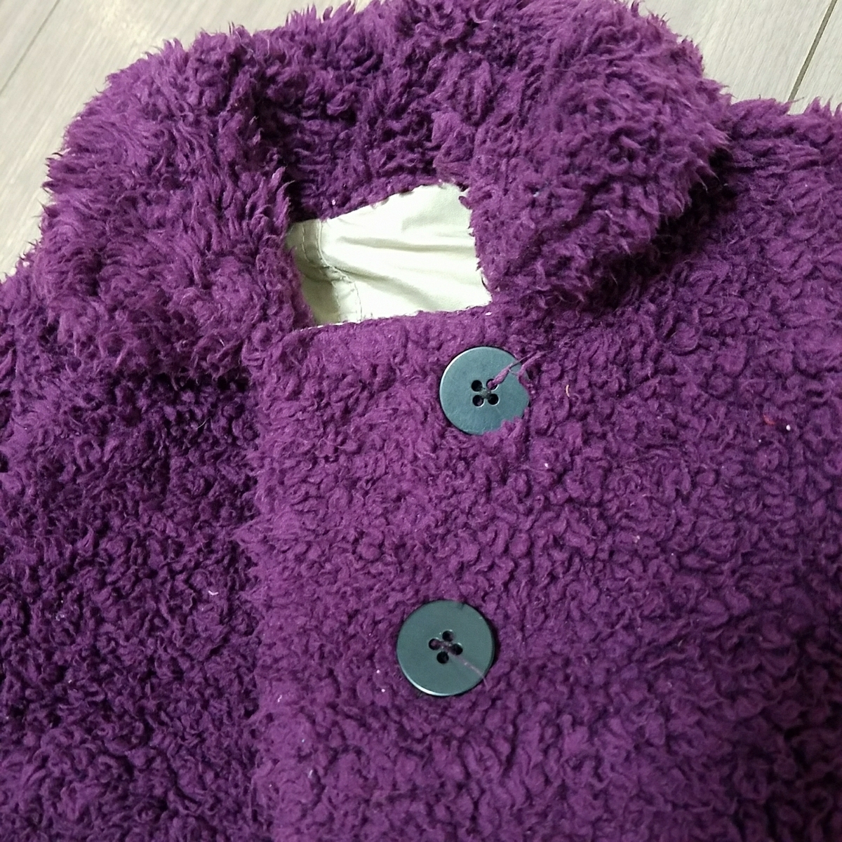 セラフ　リバーシブルふわもこジャケットコート　90㎝紫色&ベージュ　ピーコート　男の子/A167_画像6