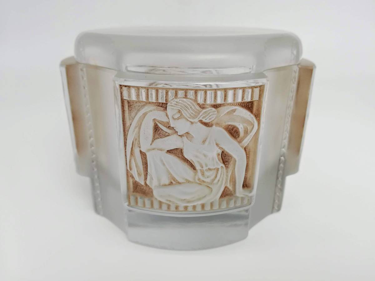 R.LALIQUE ルネ・ラリック HELENE エレーヌ ヘレネ パチネ彩色 レリーフ 神話文 女性像 アンティーク 蓋物 ボックス 小物入れの画像2