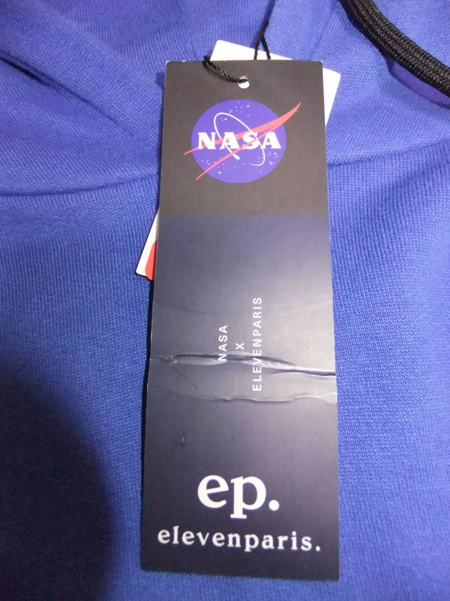 即決！新品未使用！米国購入品! NASA x ELEVENPARIS コラボ ワッペン付きパーカー ブルー USA Sサイズ_画像9