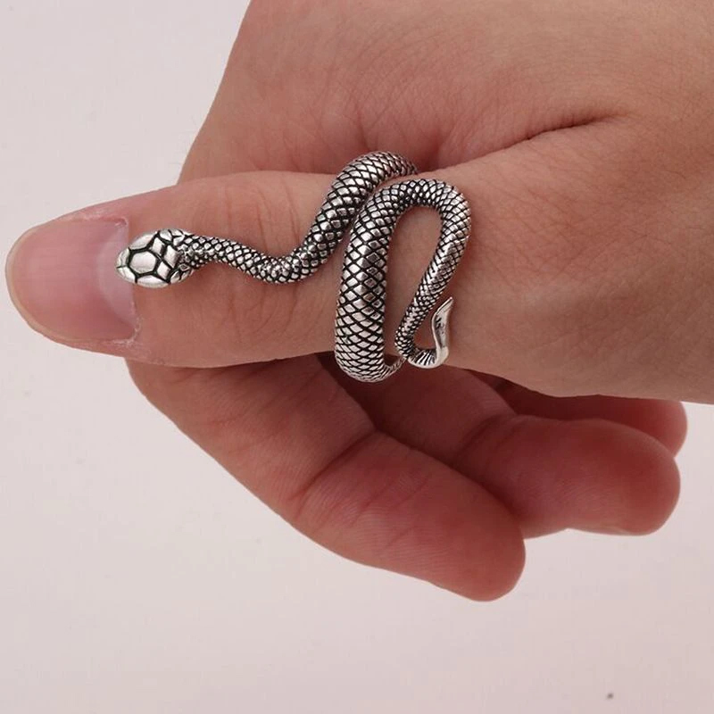 驚きの価格 シルバー スネーク リング 指輪 フリーサイズ 蛇 メンズ レディース アクセ
