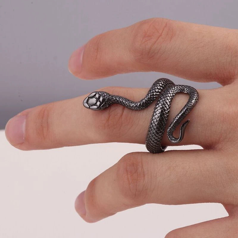 スネークリング 蛇 指輪 ブラック フリーサイズ メンズ レディース ファッション レトロ アンティーク アクセサリー 新品 未使用 送料無料