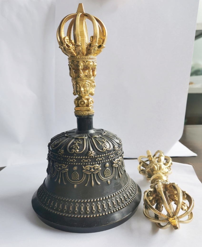 密教法器 弘法大師 三鈷金剛杵 愛心杵 法具 真鍮製 vajra 23CM