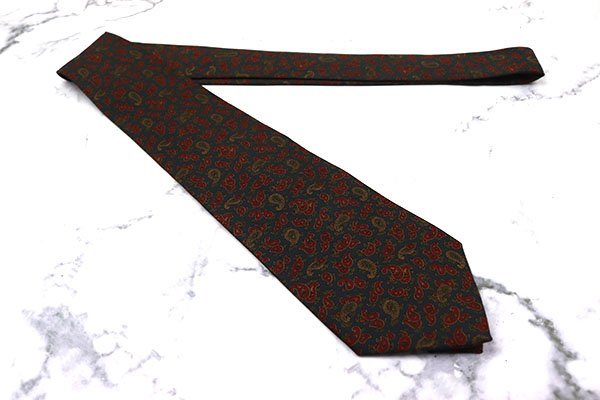  Nina Ricci France high class brand peiz Lee pattern France made men's necktie navy Brown [ used ][ beautiful goods ]