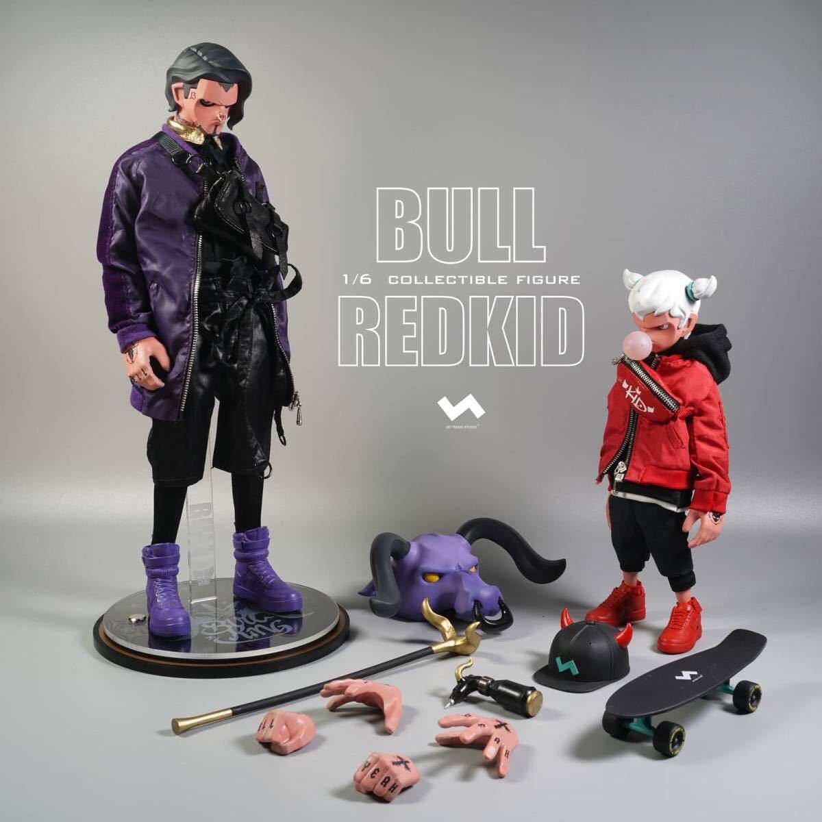 JTスタジオ 西遊記 Bull Red Kid 悟空 牛魔王1/6 フィギュア 2体セットスケートボード