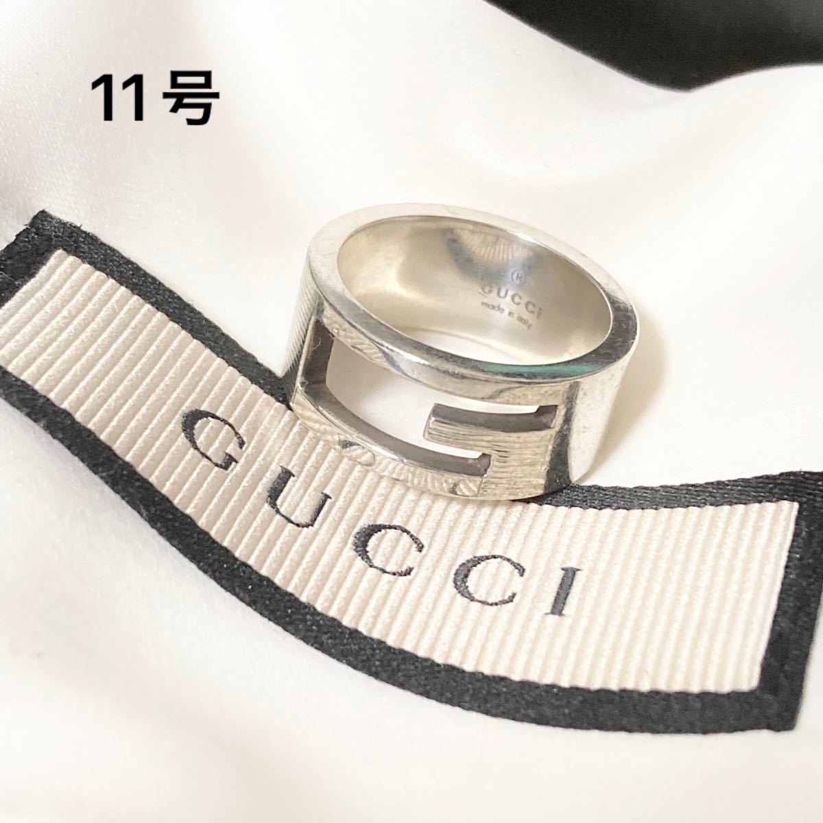 GUCCI グッチ ブランデッド リング 11号 指輪 ブランド シルバー GUCCI グッチ ブランデッド リング 11号 指輪 ブランド シルバー