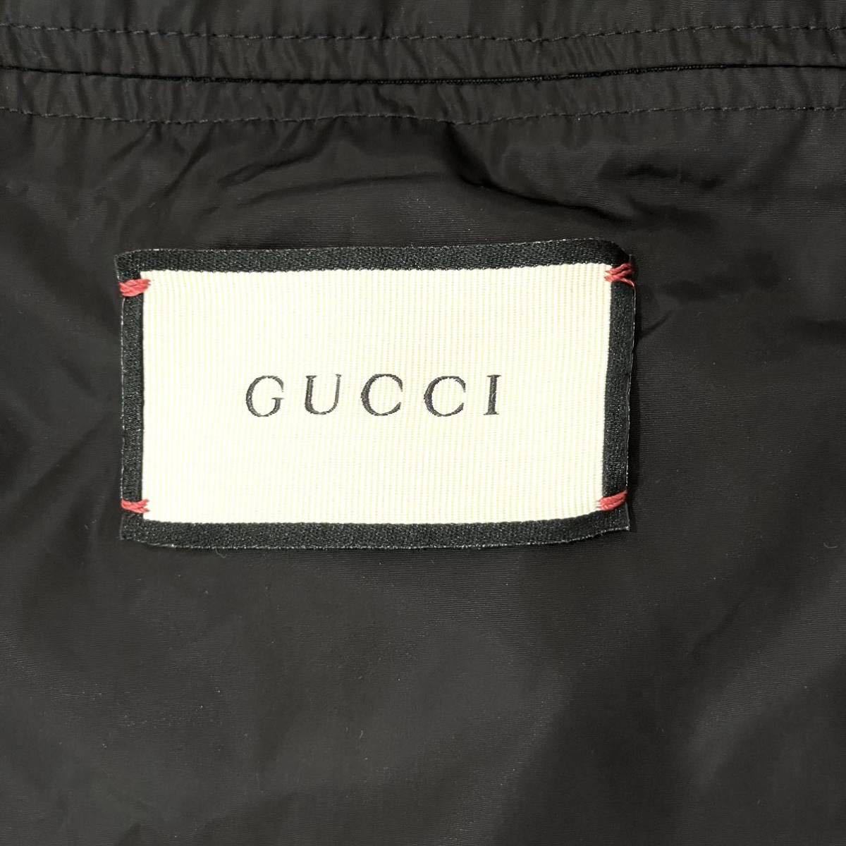 国内正規品 GUCCI グッチ ナイロンジップジャケット 500958 ヴィンテージロゴ サイズ48 ブルゾン アウター ブラック×オレンジ 送料無料