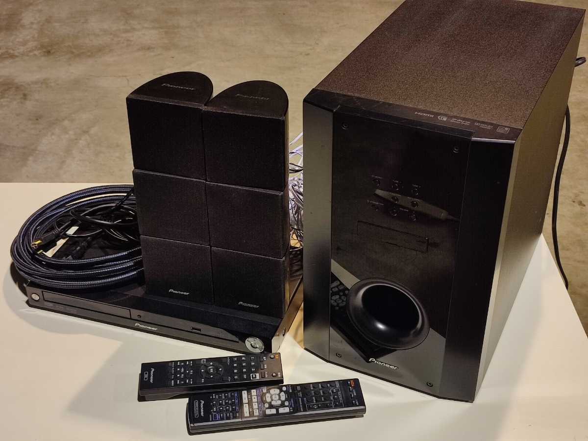 【動作確認済】Pioneer 5.1chサラウンドシステム スピーカー ホームシアター パイオニア HTP-S323 ケーブル  DVDプレーヤー付き【送料無料】