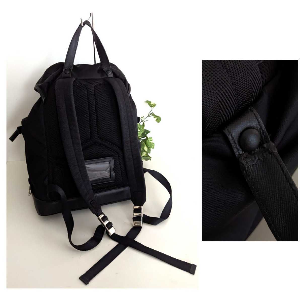 美品 PRADA 名作 V164 現行 大きめ リュック 巾着 バッグ 軽量 美品 PRADA 名作 V164 現行 大きめ リュック 巾着 バッグ 軽量