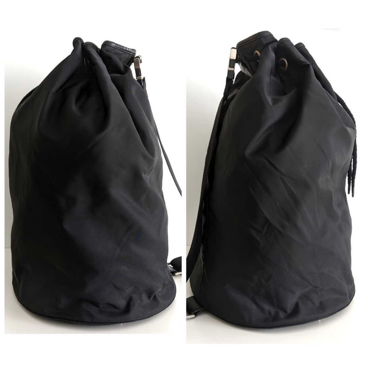 良品 PRADA ボンサック ナイロン レザー 巾着 ショルダーバッグ 良品 PRADA ボンサック ナイロン レザー 巾着 ショルダーバッグ