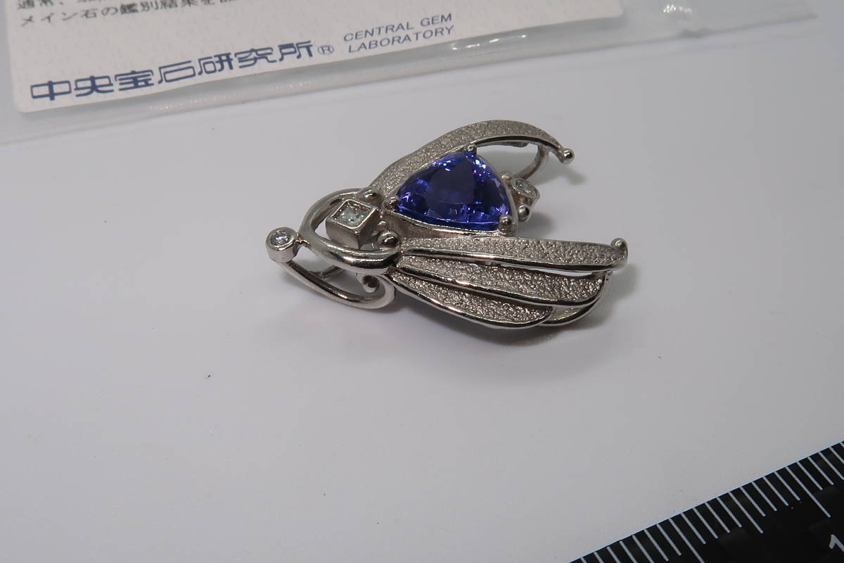 #*Pt900 natural zoi site tanzanite 053 0103 ( stamp ) pendant top centre gem so-ting attaching *#