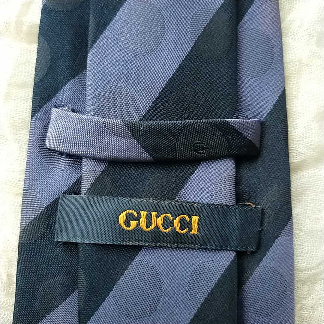 GUCCI グッチ ネクタイ ストライプ 紫 黒 23008860_画像6