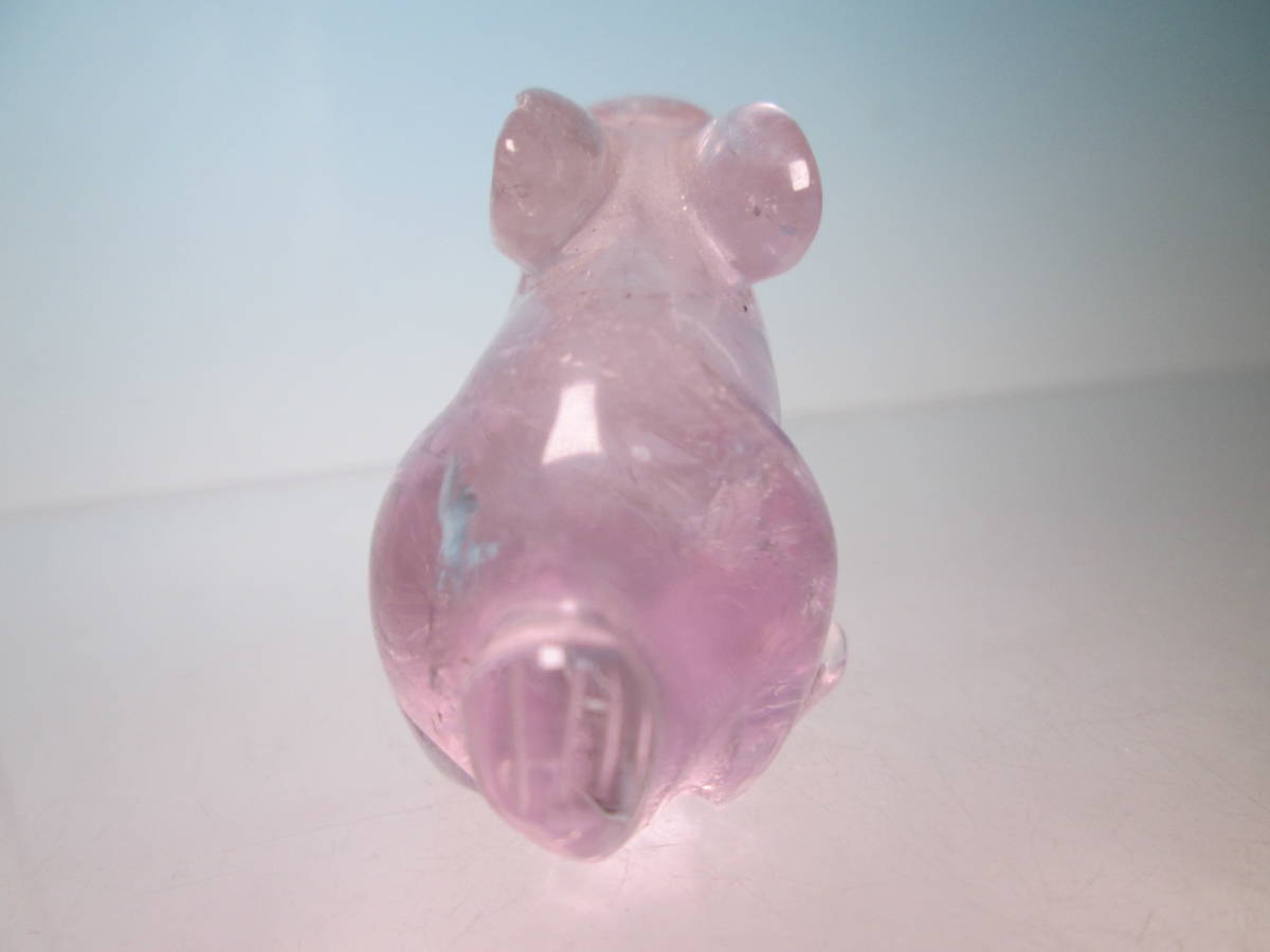 ☆アンティーク・淡い紫水晶 可愛い兎彫刻の置物 34,64g_画像3