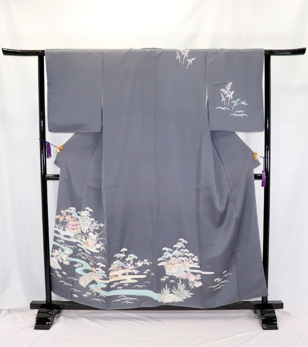 I736厳選西陣 唐織 振袖可 四君子 黒色地 典雅な縫いの表情 六通 I736厳選西陣 唐織 振袖可 四君子 黒色地 典雅な縫いの表情 六通