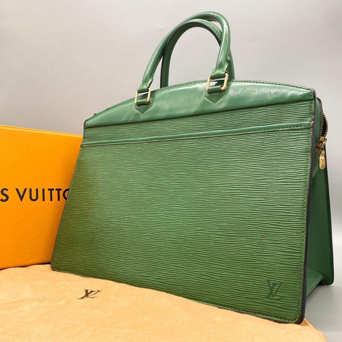 1円《極美品》LOUISVUITTON ルイヴィトン リヴィエラ エピ ビジネスバッグ ハンド トート レザー 革 ロゴ型押し A4 メンズ グリーン 緑_画像1