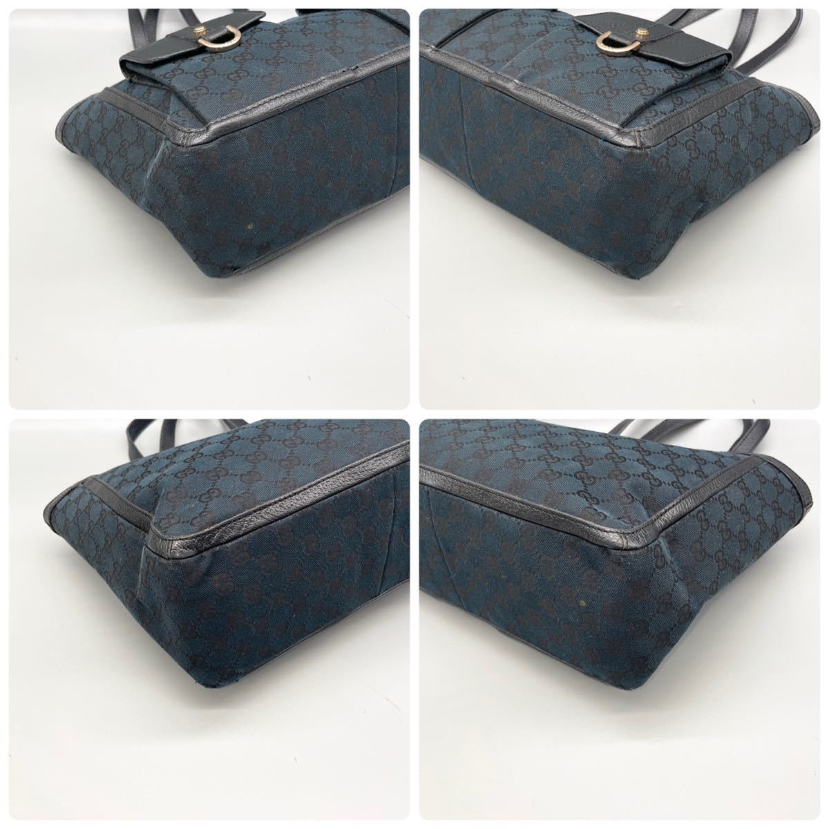 1円《外観新品同様》GUCCI グッチ アビー トートバッグ ハンド ワンショルダー GGキャンバス レザー A4 通勤 ビジネス 男女兼用 ブラック_画像5