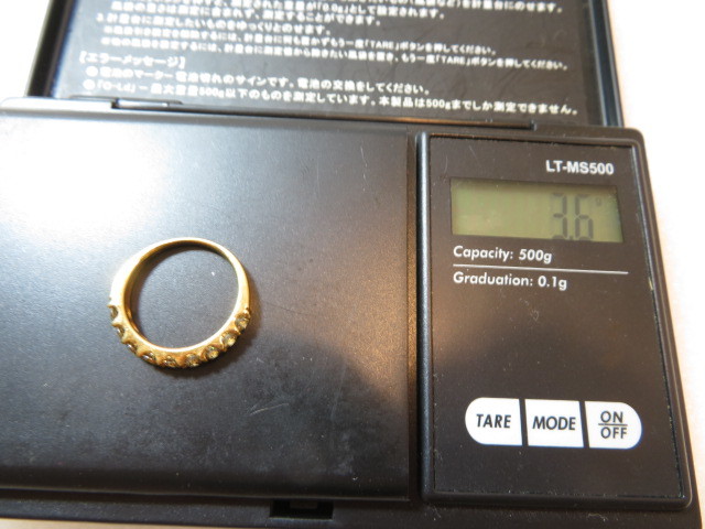 ☆売切り「ダイヤモンド・リング・18K・0,96刻印・重さ3,6グラム