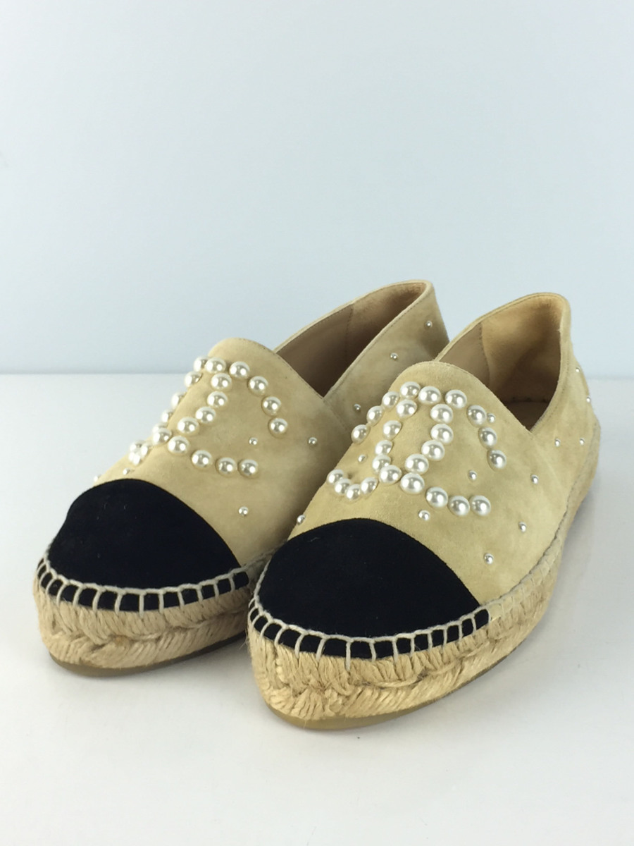 CHANEL◇ローカットスニーカー/36/BEG/スウェード/エスパドリーユ