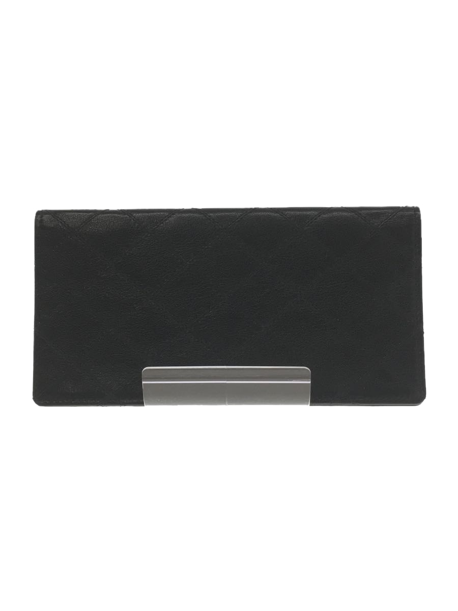 CHANEL◇ビコローレ 長札入れ/ダブルステッチ/レザー/BLK sariater