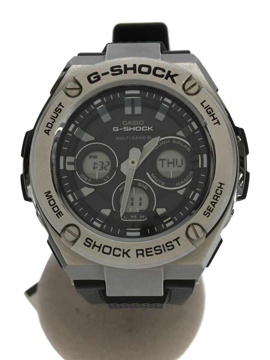 CASIO◇GST-W310-1AJF/ソーラー腕時計・G-SHOCK/デジアナ/ラバー/BLK