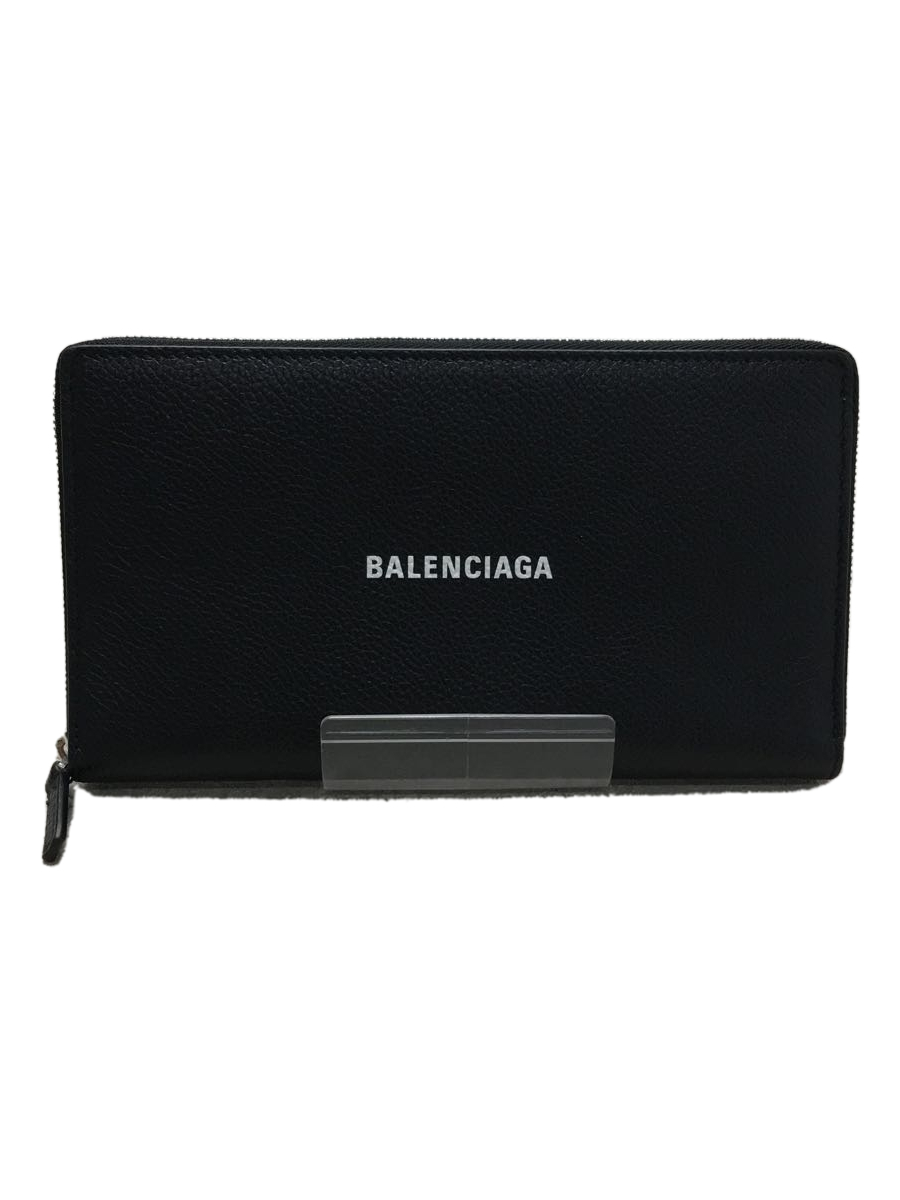 BALENCIAGA◇長財布/レザー/BLK/無地/ユニセックス | sweatreno.com