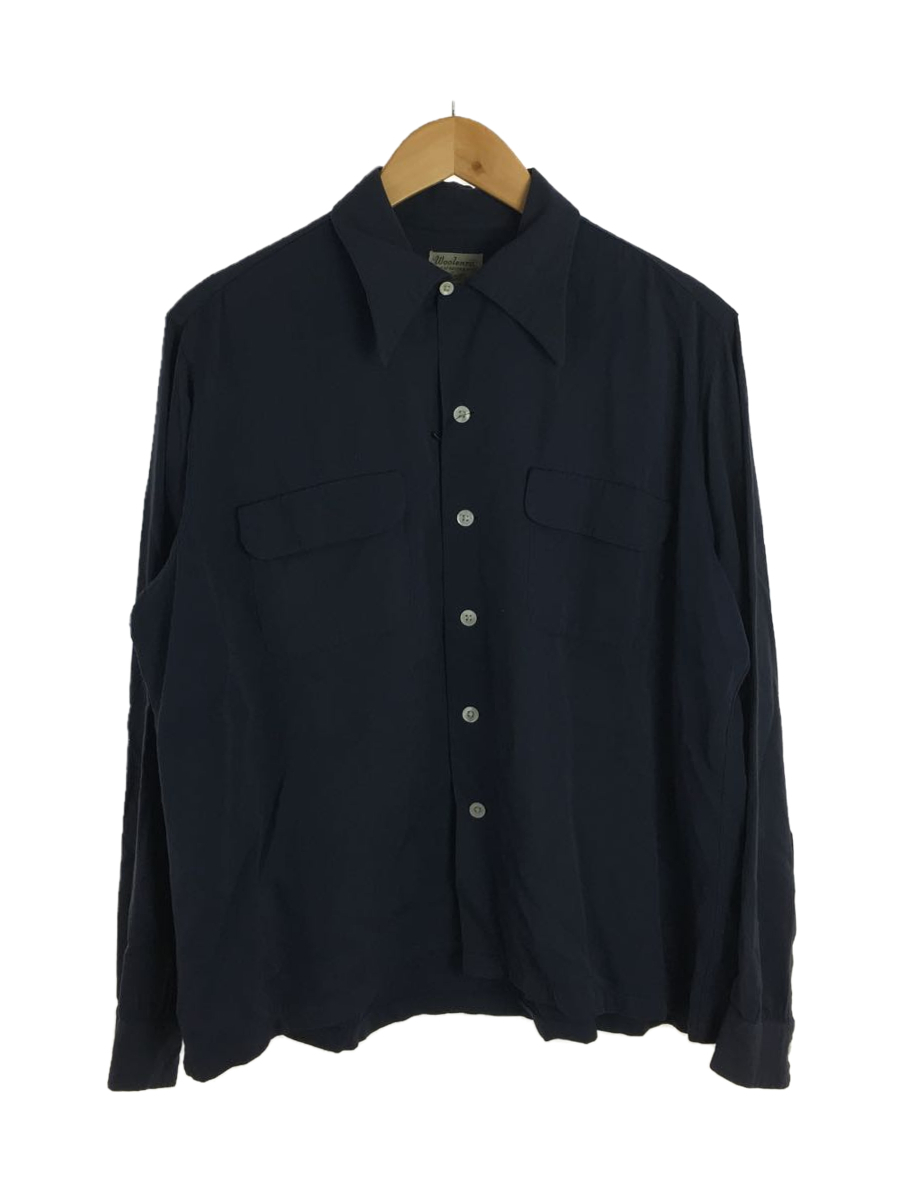 Vintage◇ビンテージ/長袖シャツ/レーヨン/NVY/40s~50s/Woolenro