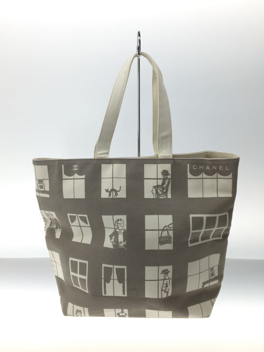 CHANEL◇ウィンドウキャンバス/トートバッグ/GRY/総柄/ココマーク
