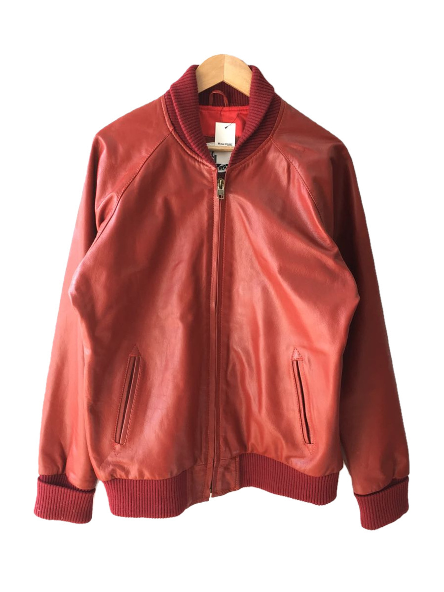 63LEATHERS/レザージャケット・ブルゾン/XL/レザー/RED/無地 | www