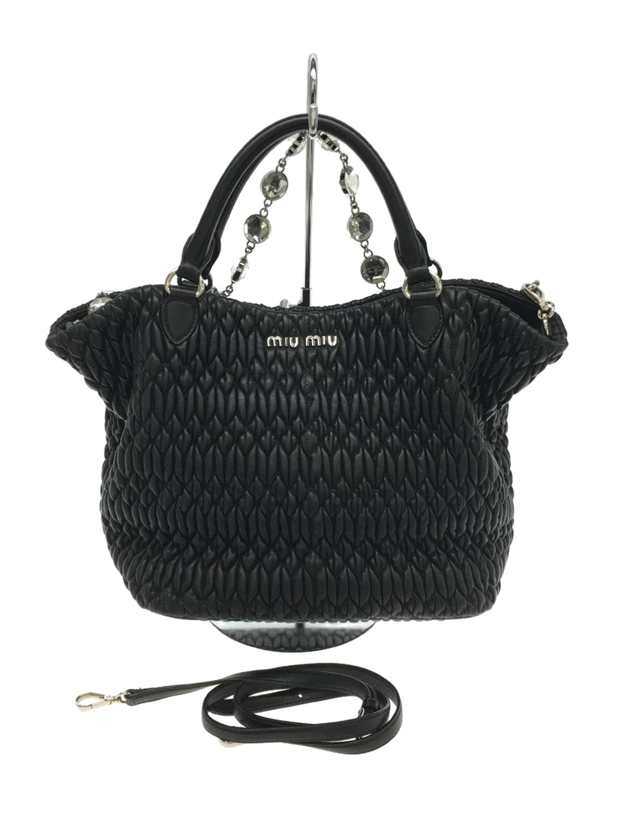 MIU MIU◇ミュウ クリスタル クロケナッパレザーハンドバッグ