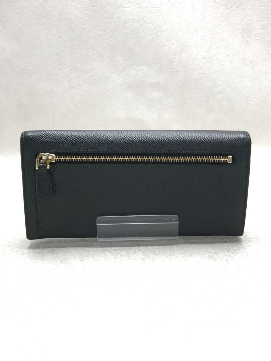 PRADA◇長サイフ/レザー/BLK/PRADA/プラダ/リボン/ブラック/黒/パス