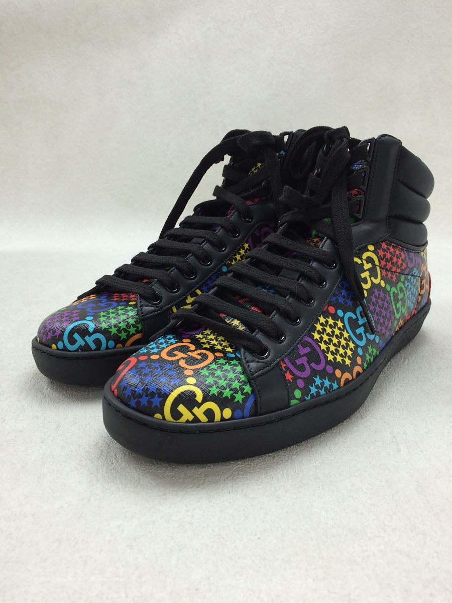 GUCCI◇GUCCI/GGサイケデリック/ハイカットスニーカー/UK7.5/BLK