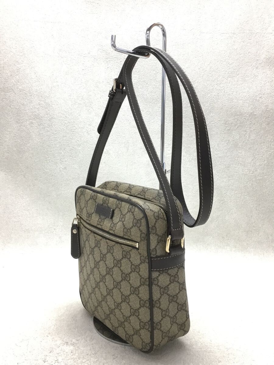 GUCCI◇GGスプリーム/ショルダーバッグ/PVC/BRW/総柄/茶色/GGプラス