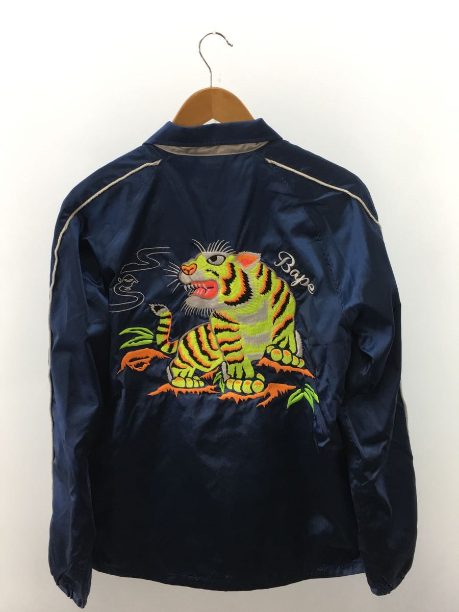 A BATHING APE◇TIGER EMBROIDERY COACH JACKET/ブルゾン/M/ナイロン/ブルー/1G30140011 