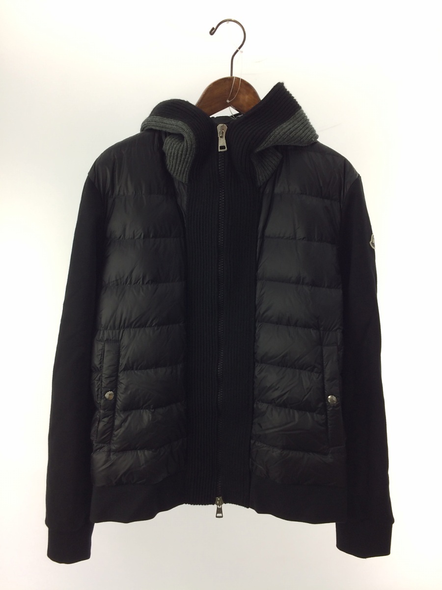 MONCLER◇MAGLIA CARDIGAN/ダウンジャケット/XL/ナイロン/BLK/無地