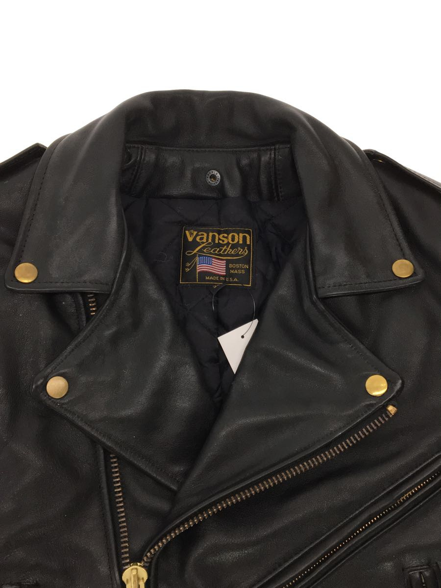 VANSON◇C2/BOSTON MASS/ダブルライダースジャケット/34/牛革/USA製