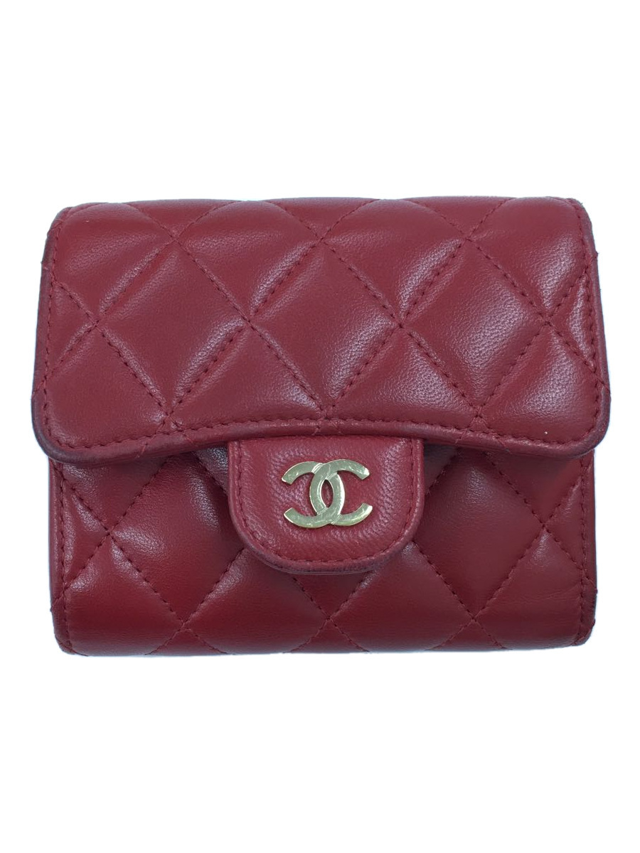 CHANEL◇3つ折り財布/レッド/レディース | sweatreno.com