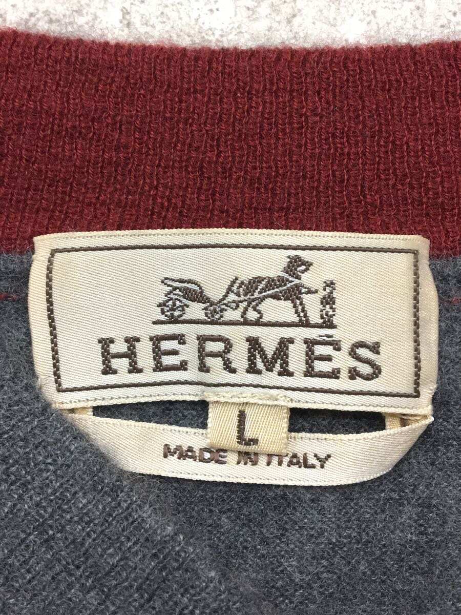 HERMES◇エルメス/カシミヤ100/Vネック/ニット/セーター(薄手)/L