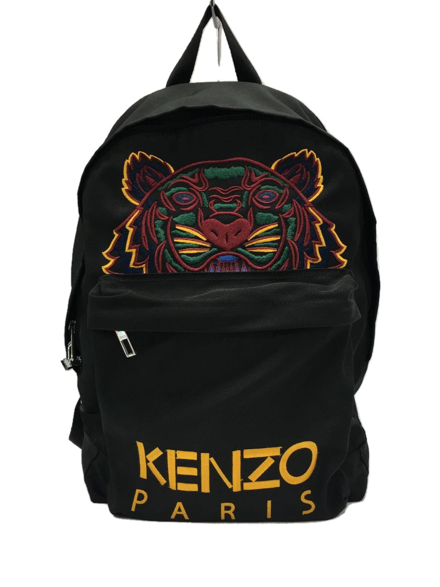 KENZO◇リュック/ナイロン/BLK/虎/タイガー/刺繍/保存袋有 ic.sch.id