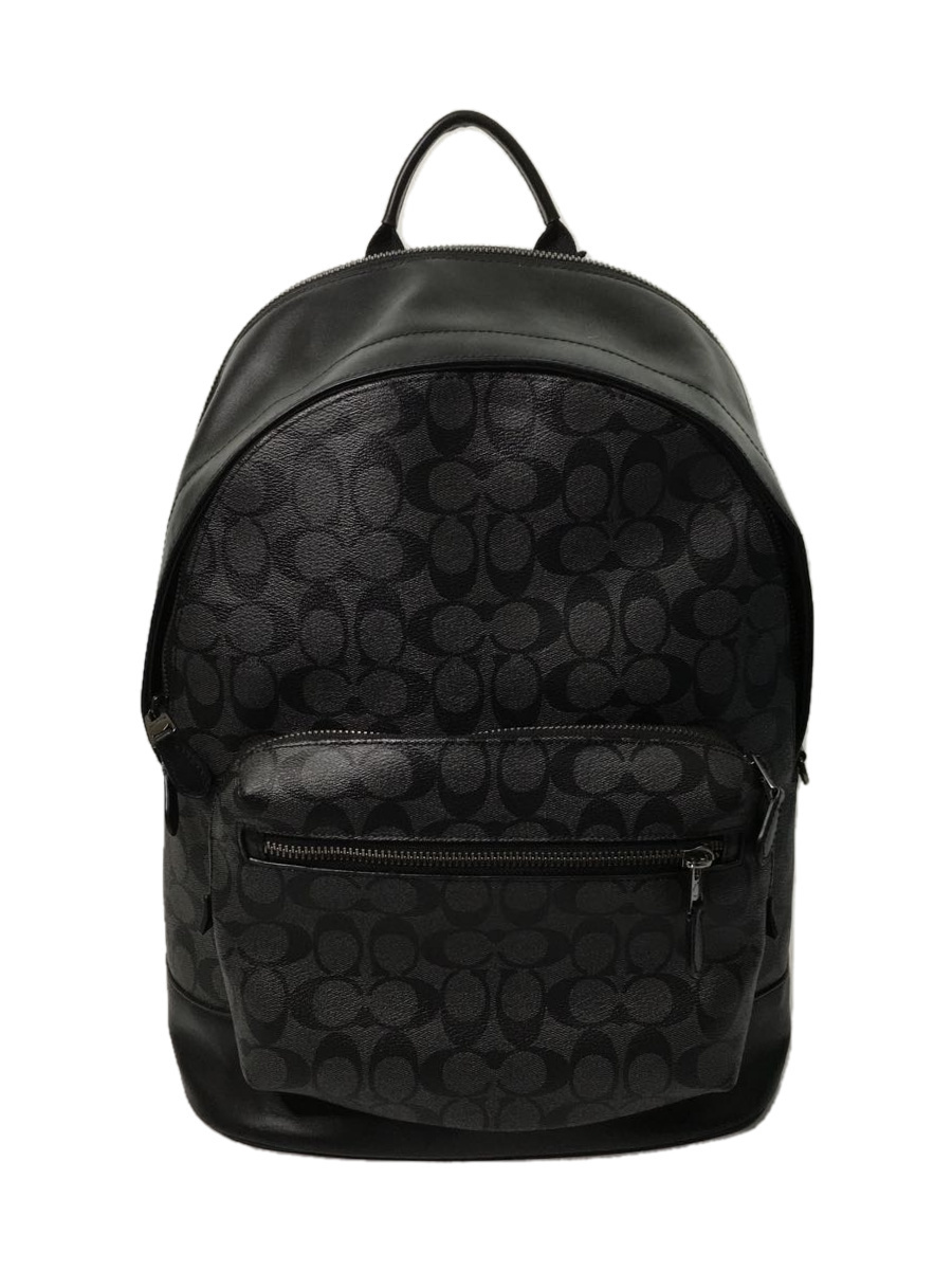 COACH◇シグネイチャー柄/レザー切替/バックパック/リュック/PVC
