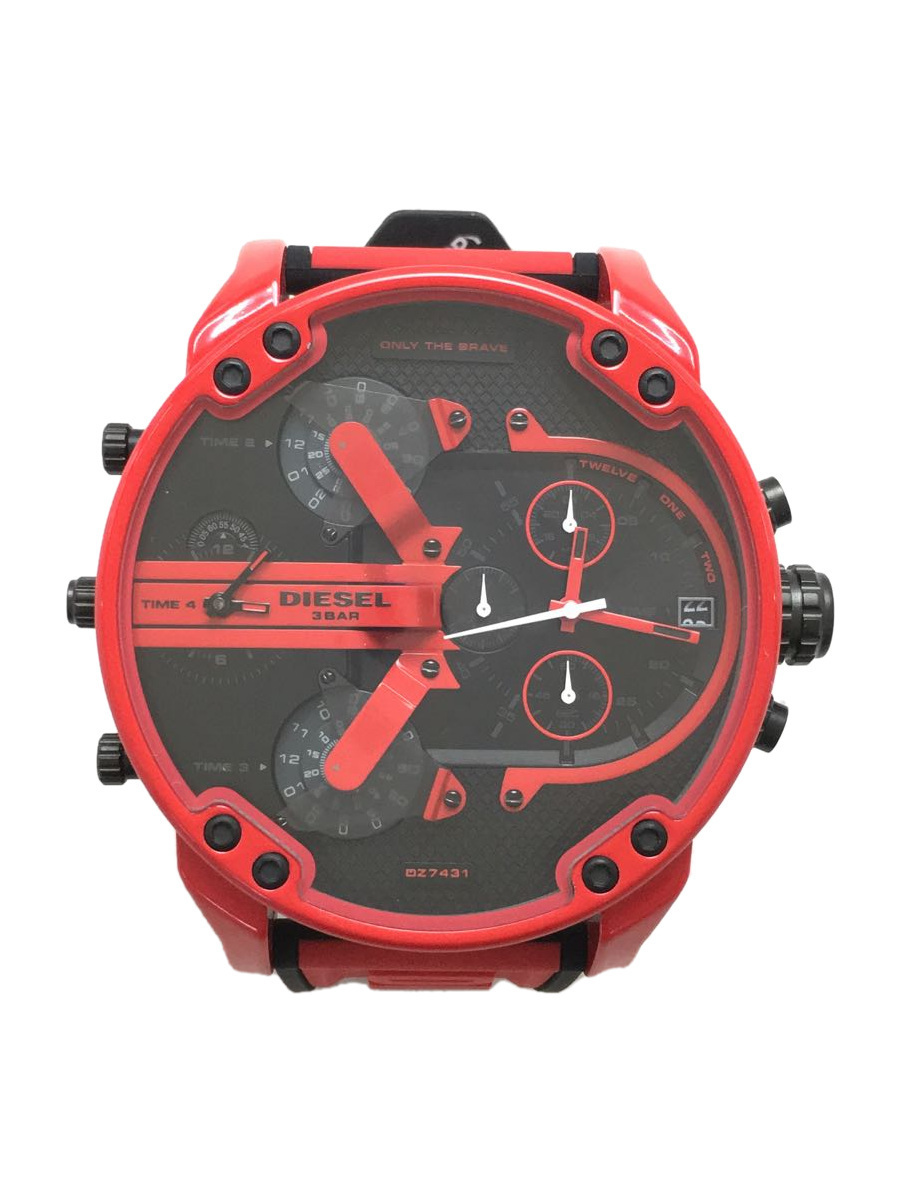 DIESEL 腕時計 赤ラバー - 金属ベルト