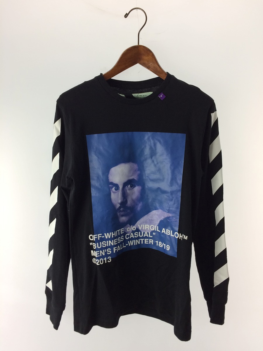 OFF-WHITE◇18AW/ロンT/ベルニーニプリント/XS/コットン/ブラック