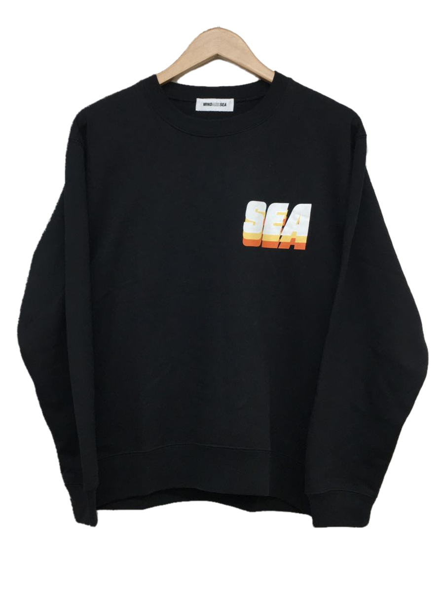 WIND AND SEA◇SEA alive crew neck/スウェット/S/コットン/BLK