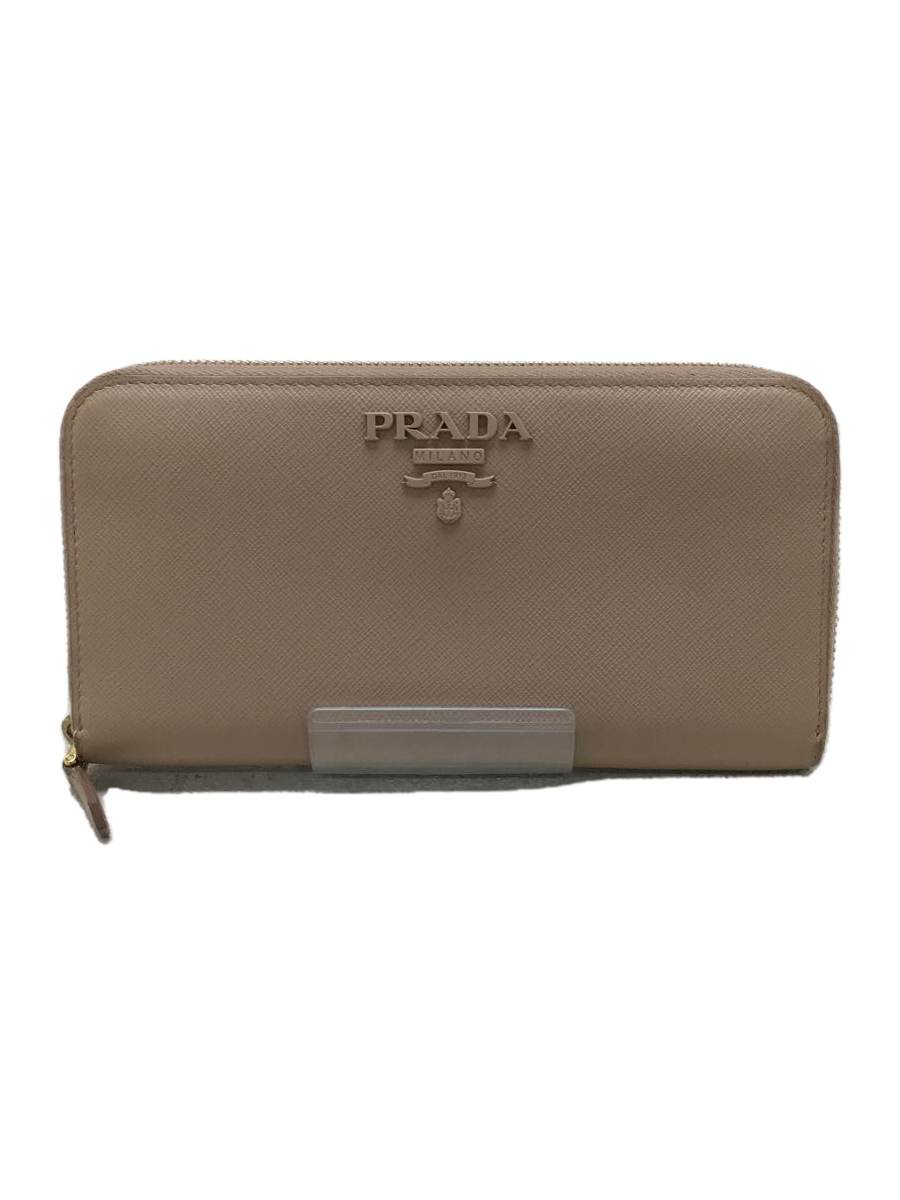 PRADA◇サフィアーノ/ラウンドジップ/長財布/レザー/BEG/レディース